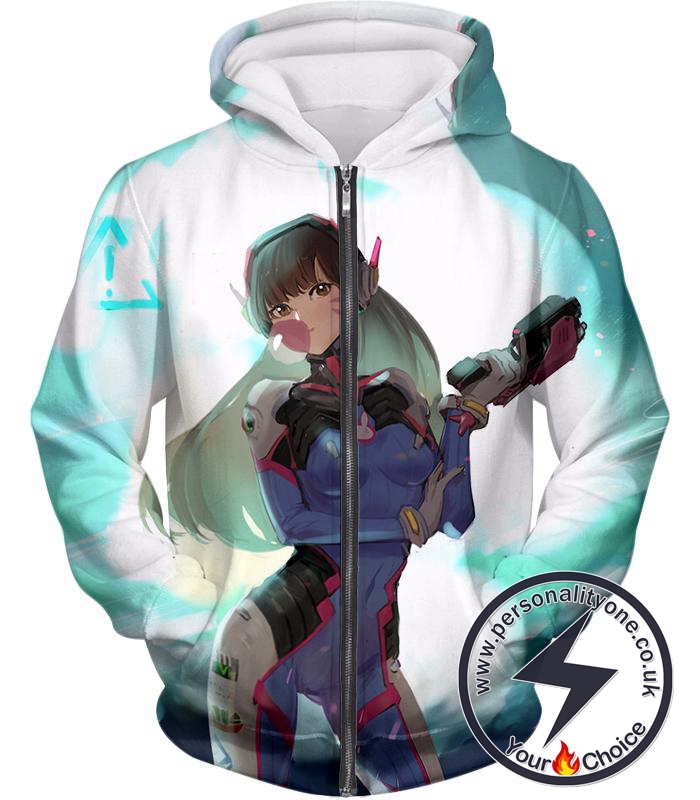 Overwatch Awesome Tank Support D.Va Zip Up Hoodie